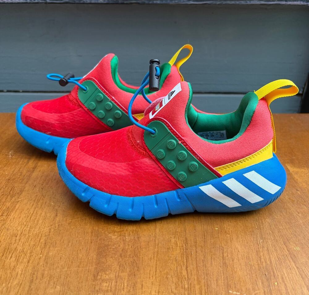 Adidas x LEGO Kids FortaRun Red Blue Green Yellow Sneakers Size 10.5K